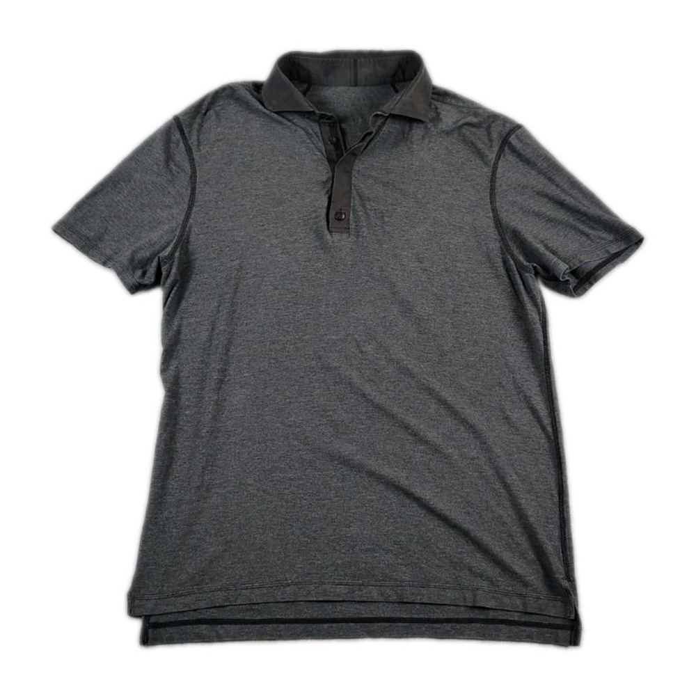 Lululemon Performance Stretch Sport  Preppy Golf Polo Mens M Gray Black